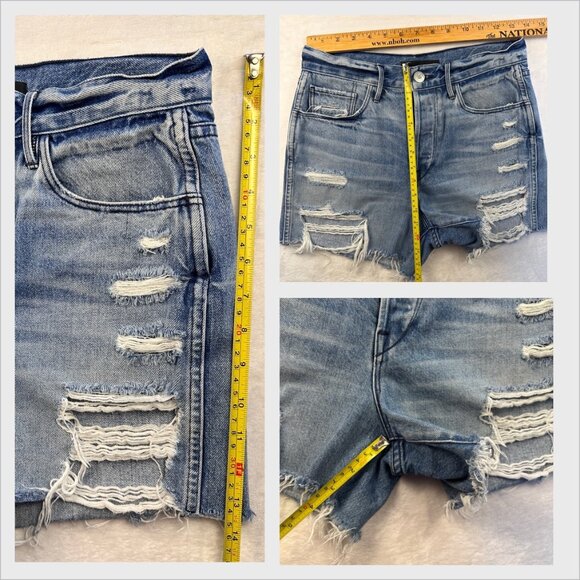 3x1 NYC Womens Distressed High-Rise Denim Shorts Sz 27 Ripped & Frayed Y2K Style - Picture 9 of 12